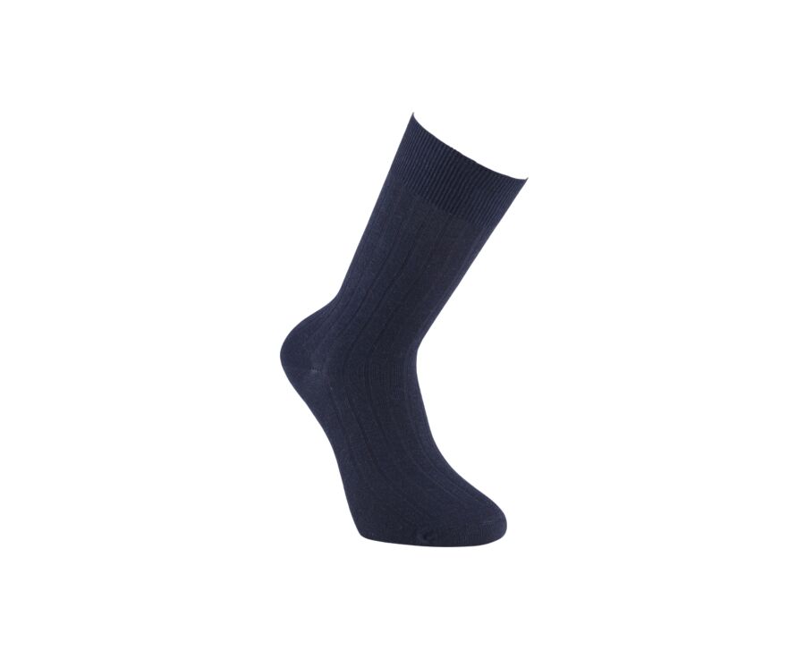 Chaussettes homme coton lin avec côtes Marine