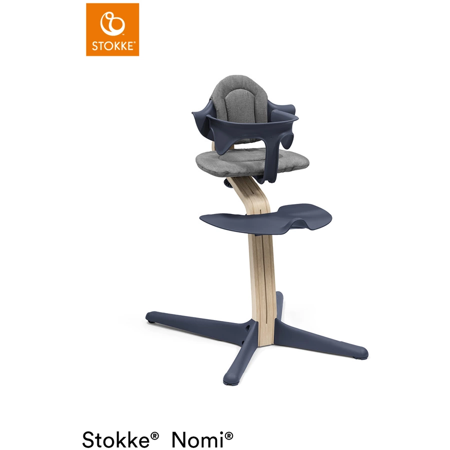 STOKKE® Nomi® Hochstuhl Buche natur  navy inkl. Newborn Set grau  grau pink