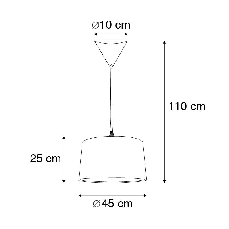 Moderne hanglamp zwart met witte kap 45 cm - Pendel