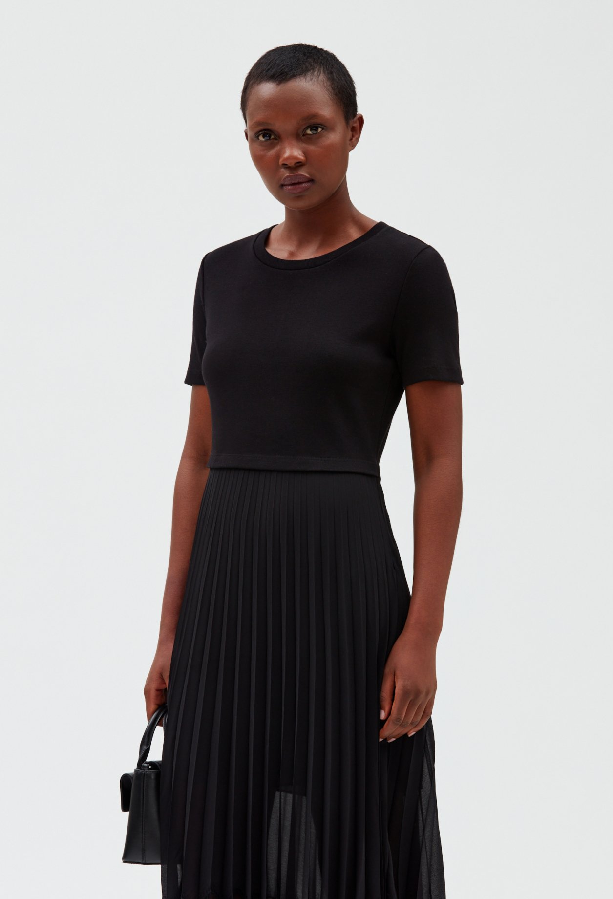 Robe midi Teli bi-mati&egrave;re noire