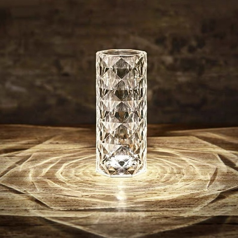Dimmbare LED Diamant Lampe USB Home Deko Beleuchtung Nachtlicht im Kristall Design - Warmweiss / Kaltweiss