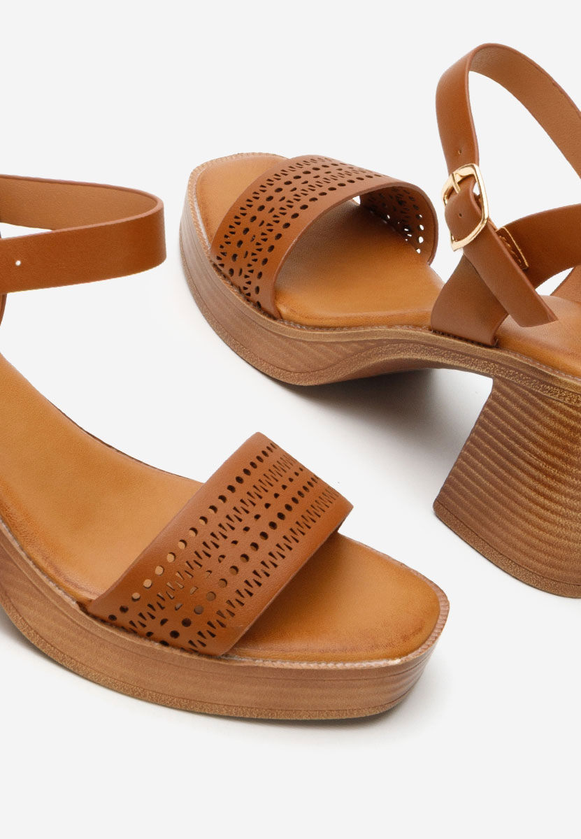 Sandales à talon épais chameau Viena