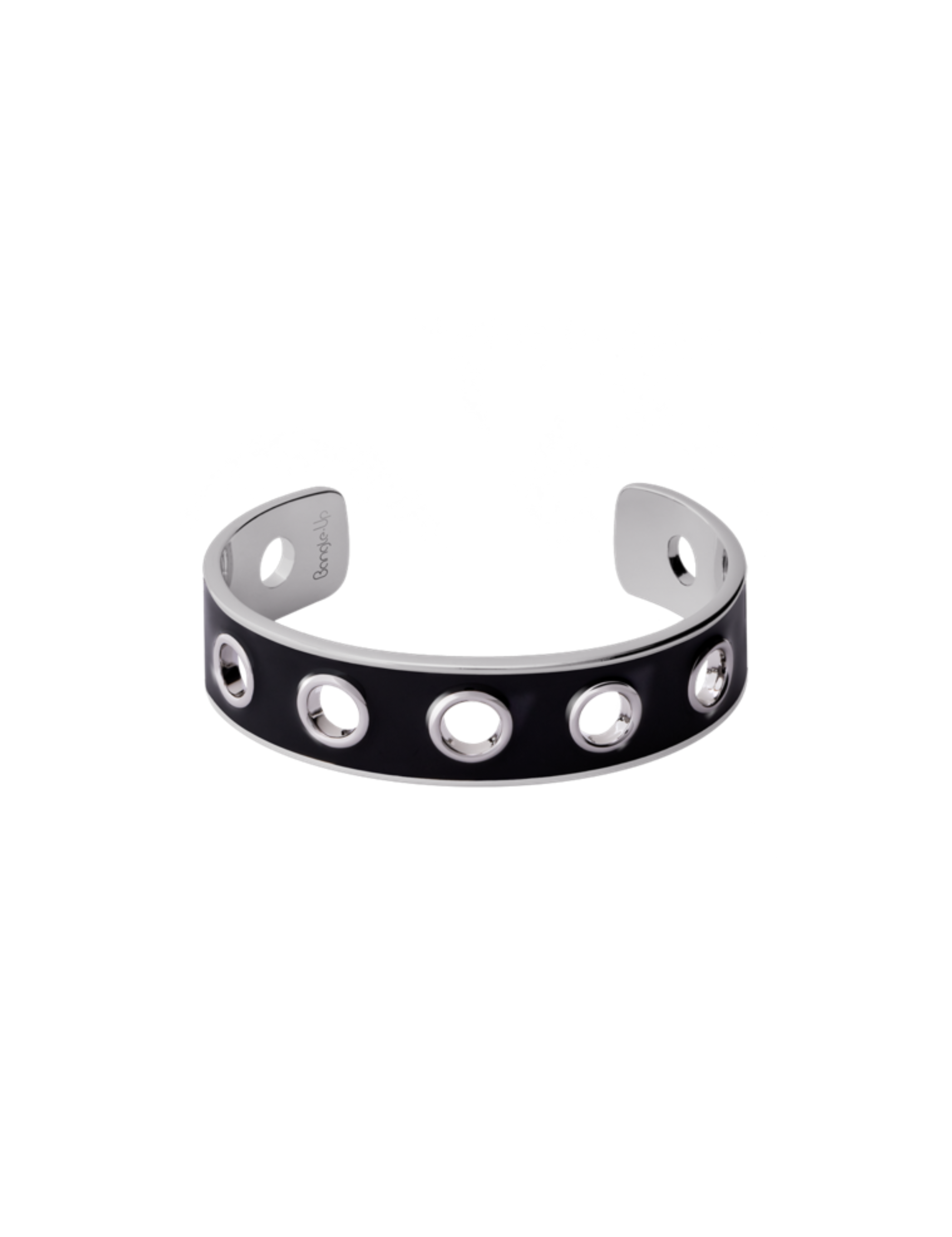 Bangle Up  Eyelet armbånd - Rhodium/Black