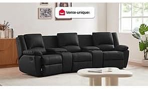 Vente-unique-Relaxsofa 3-Sitzer - Leder - Schwarz - Aroma