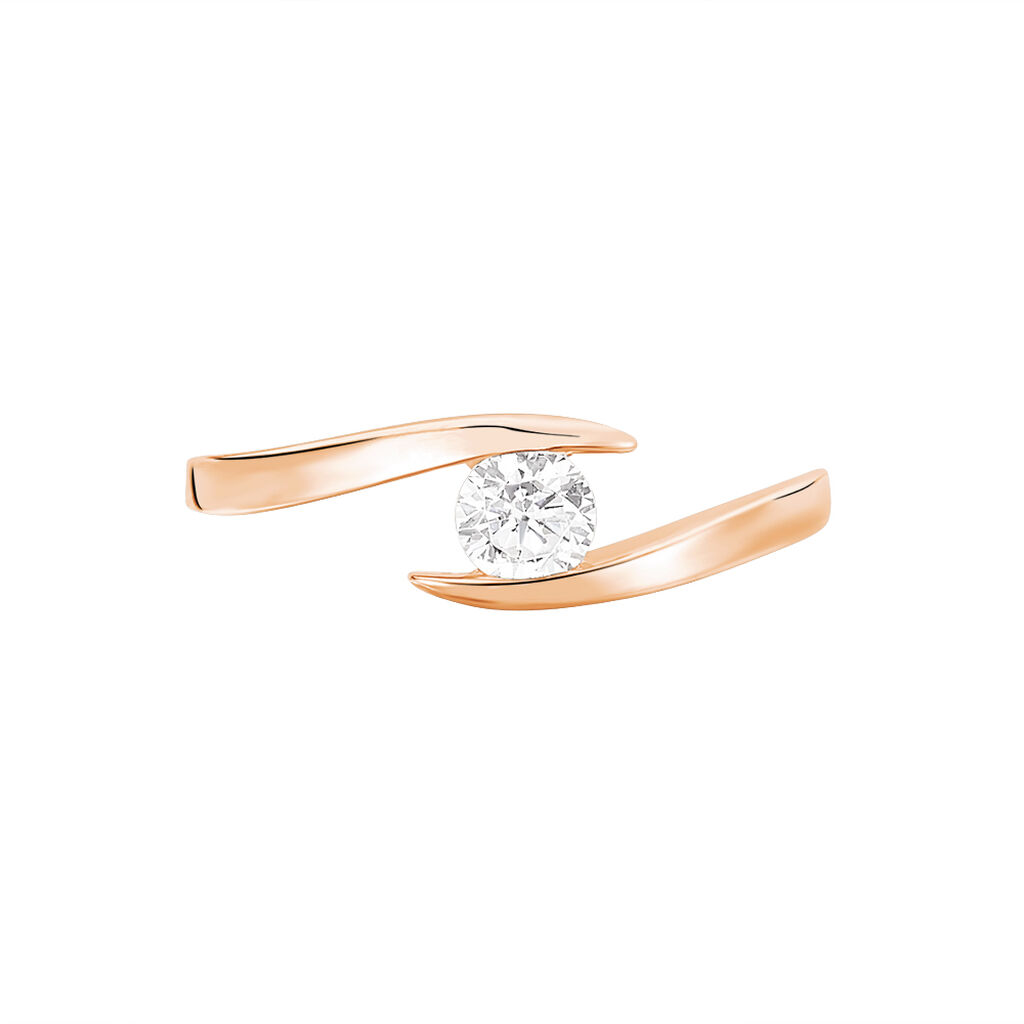 Bague Solitaire Camilia Or Rose Oxyde De Zirconium