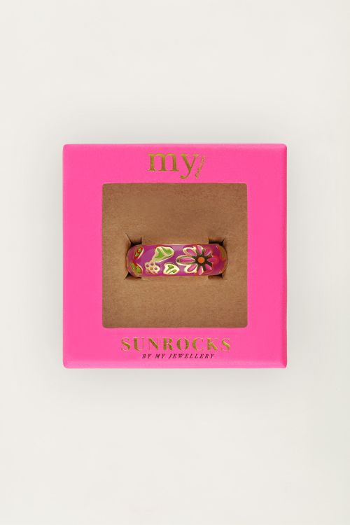 Sunrocks paarse ring met bloemen