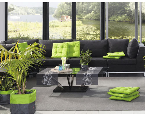 Tafelloper Miami 3D Flowers antraciet 40 x 150 cm