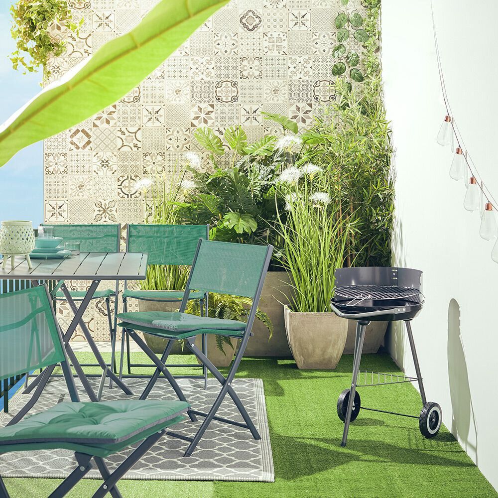 Chaise de jardin pliante Oslow métal bleu 45x50xH81cm