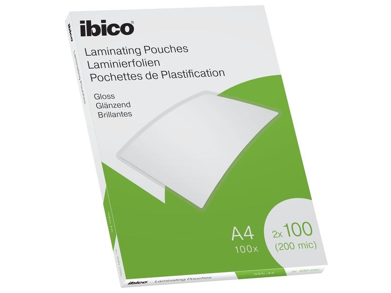 Ibico Laminierfolie Premium A4 100 µm, glänzend, 100 Stück Glänzende Premium Heisslaminierfolien