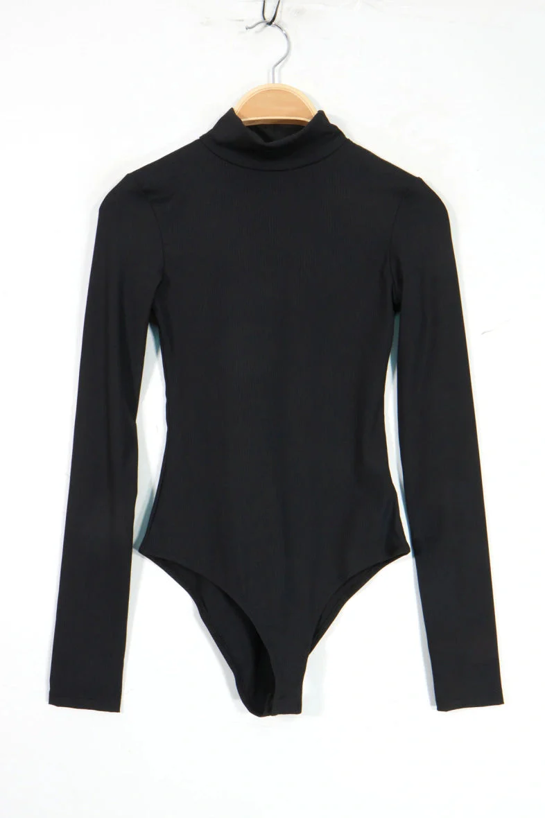 A-bee Long Sleeve Mock Neck Bodysuit 1603 black