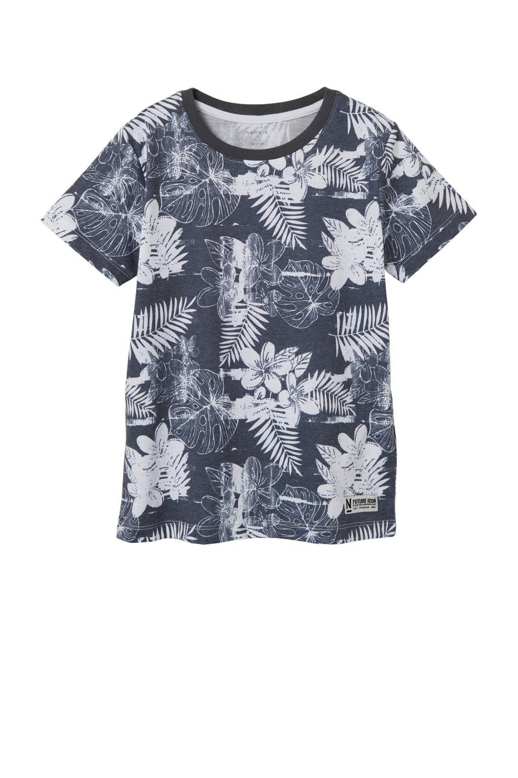NAME IT T-shirt NKMFILES met all over print donkerblauw/wit