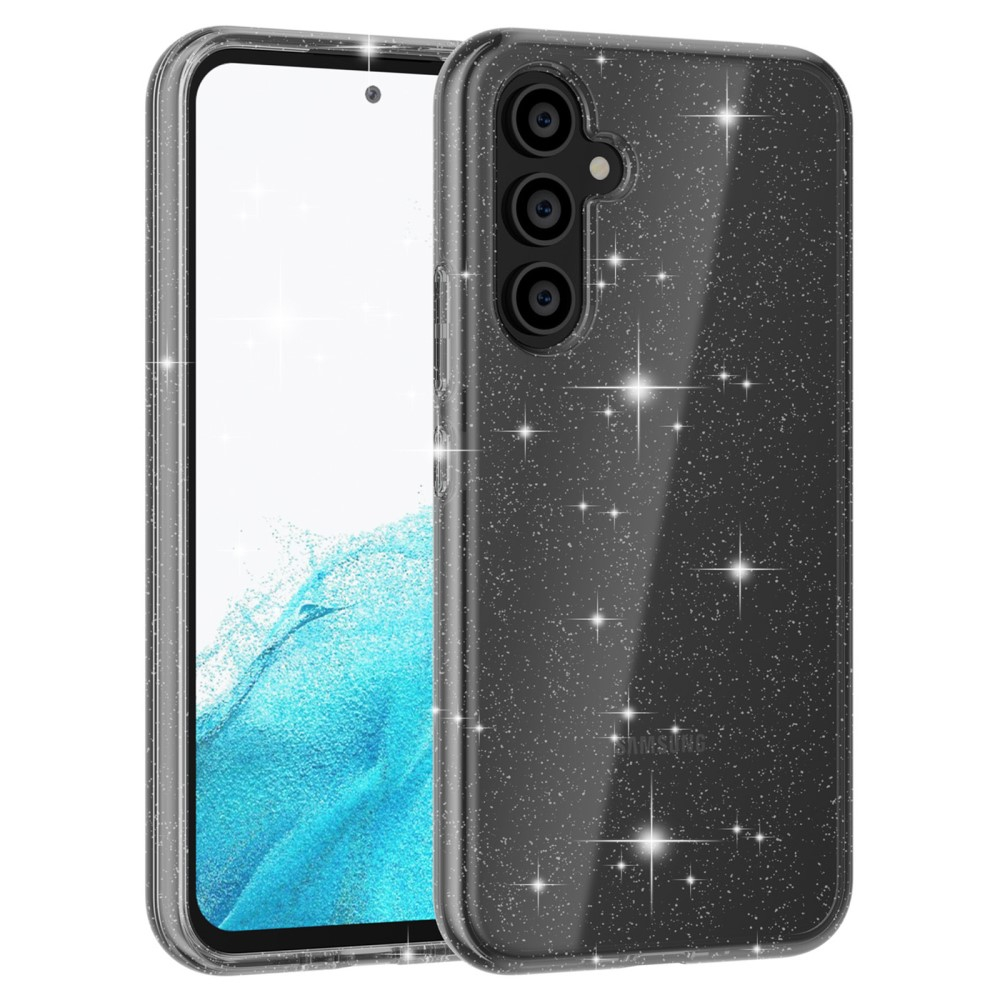 Samsung Galaxy A54 5G Hybrid Hardcase Schutzhülle im Glitzer Design - Schwarz / Transparent