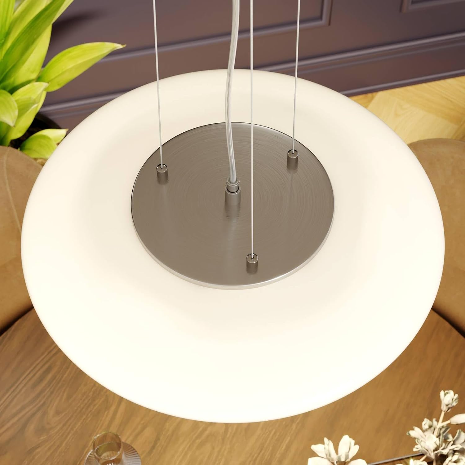 Lindby LED Pendelleuchte Gunda dimmbar (Modern) in Weiß aus Glas (1 flammig,) - Hängelampe Esstischlampe Hängeleuchte Wohnzimmerleuchte