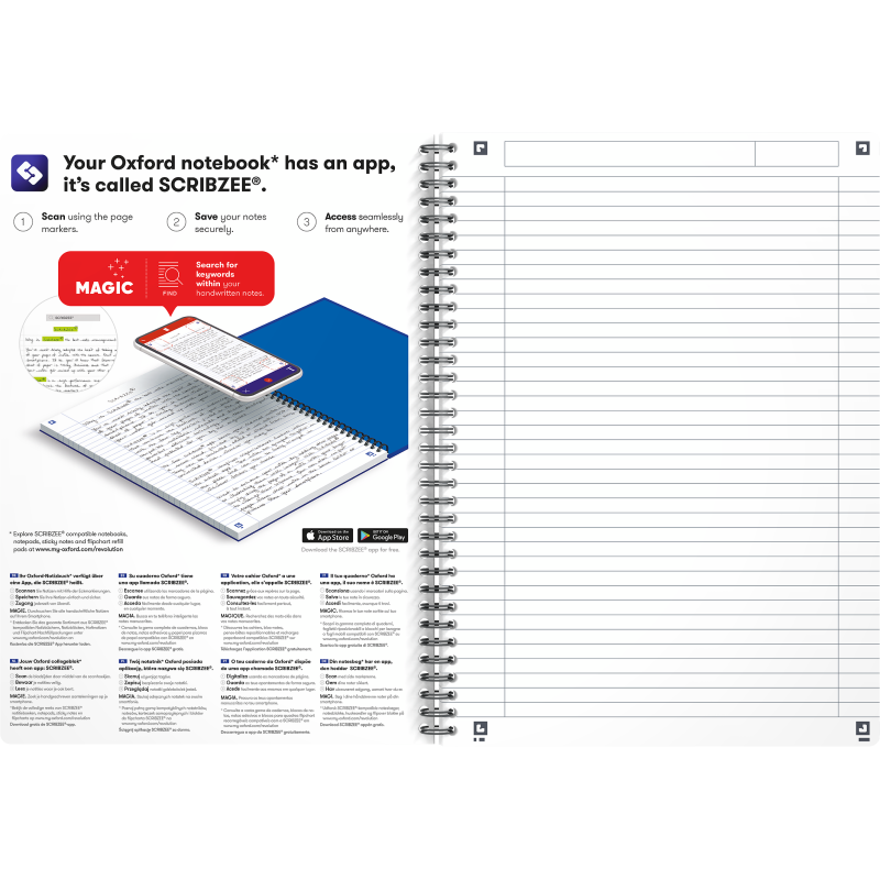 Cahier Oxford Oceanis Integrale 210X297 180P Optik P. L7Mm+Tag Polypro Noir