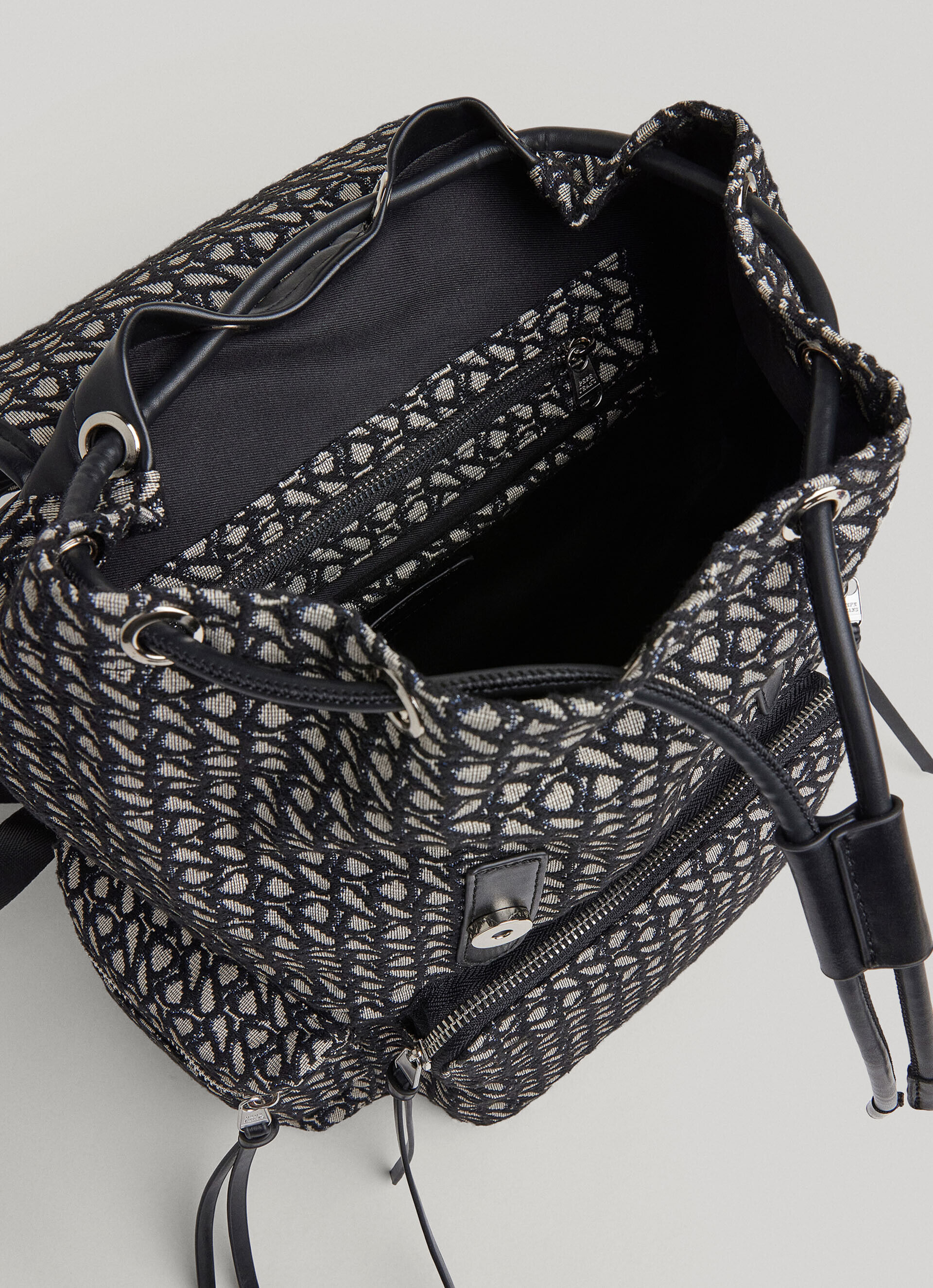 Mochila de malha jacquard - preta, tamanho único