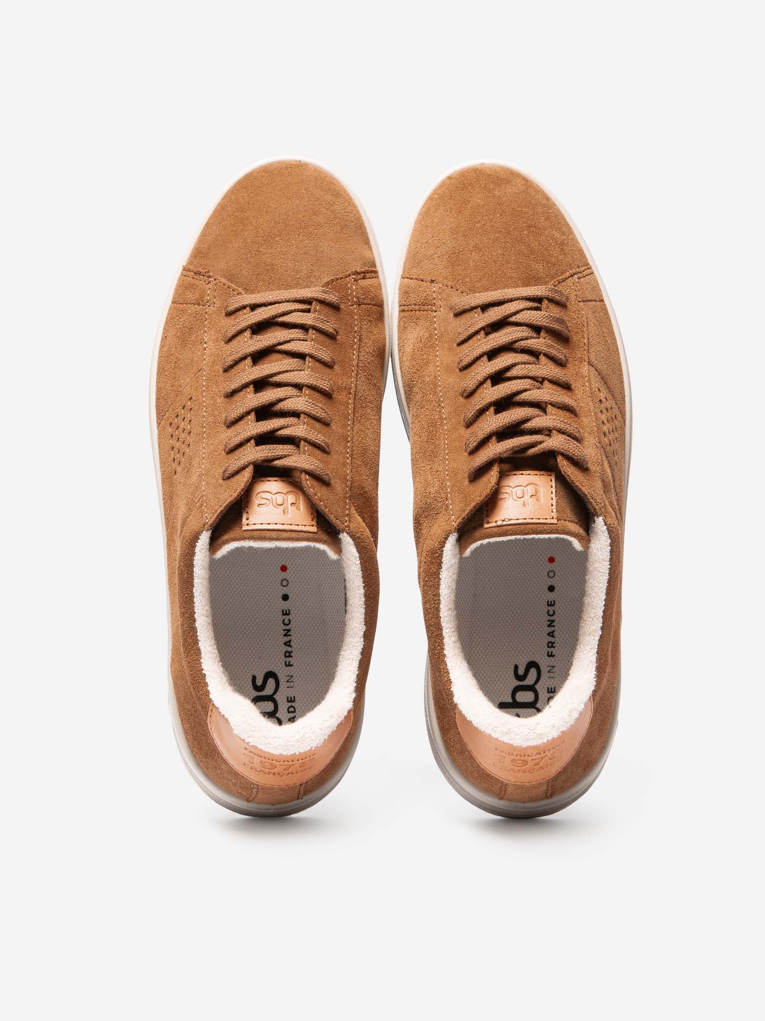 Baskets Homme Fabriquées En France Cuir Velours Marron
