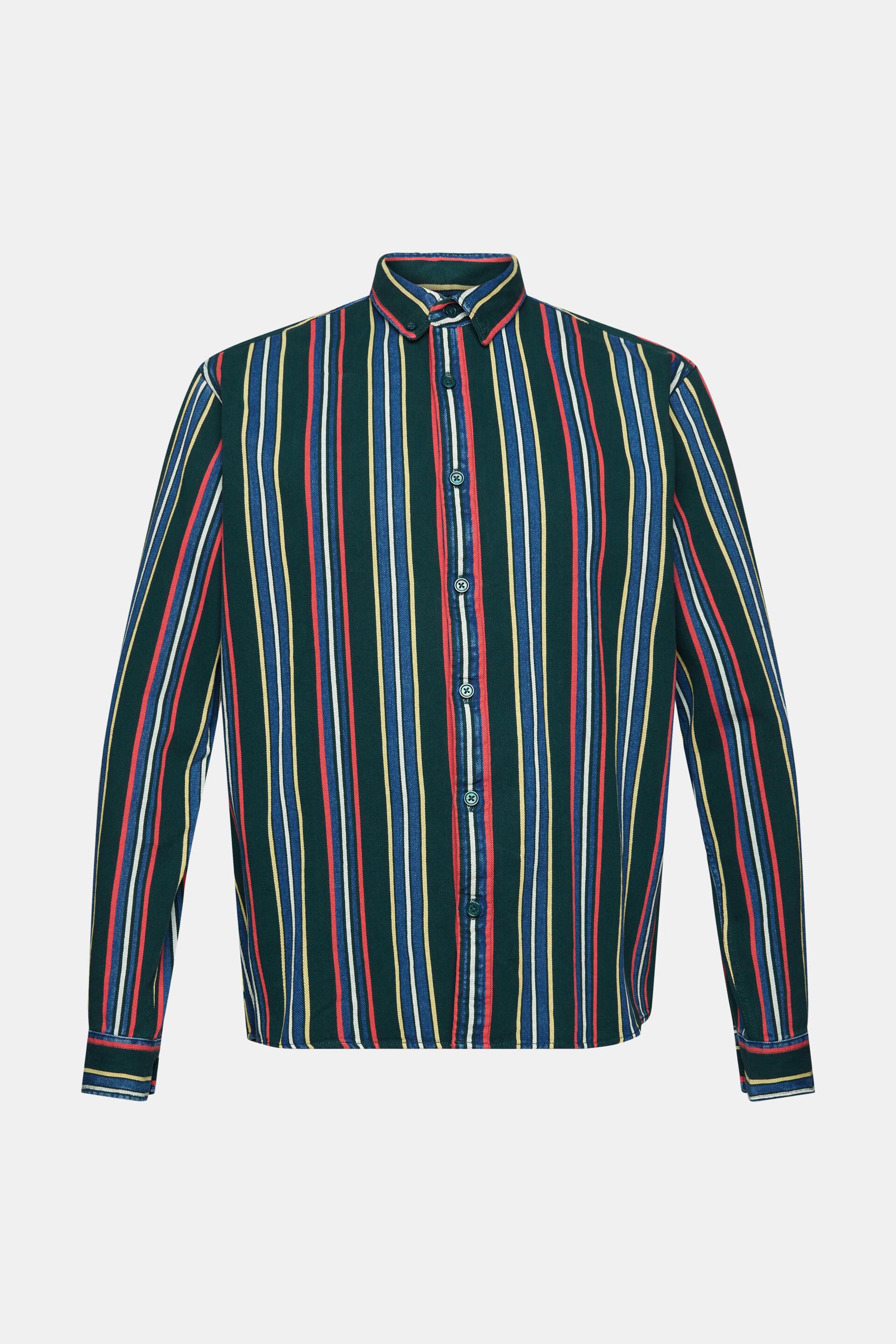 Chemise à col boutonné et rayures horizontales multicolores
