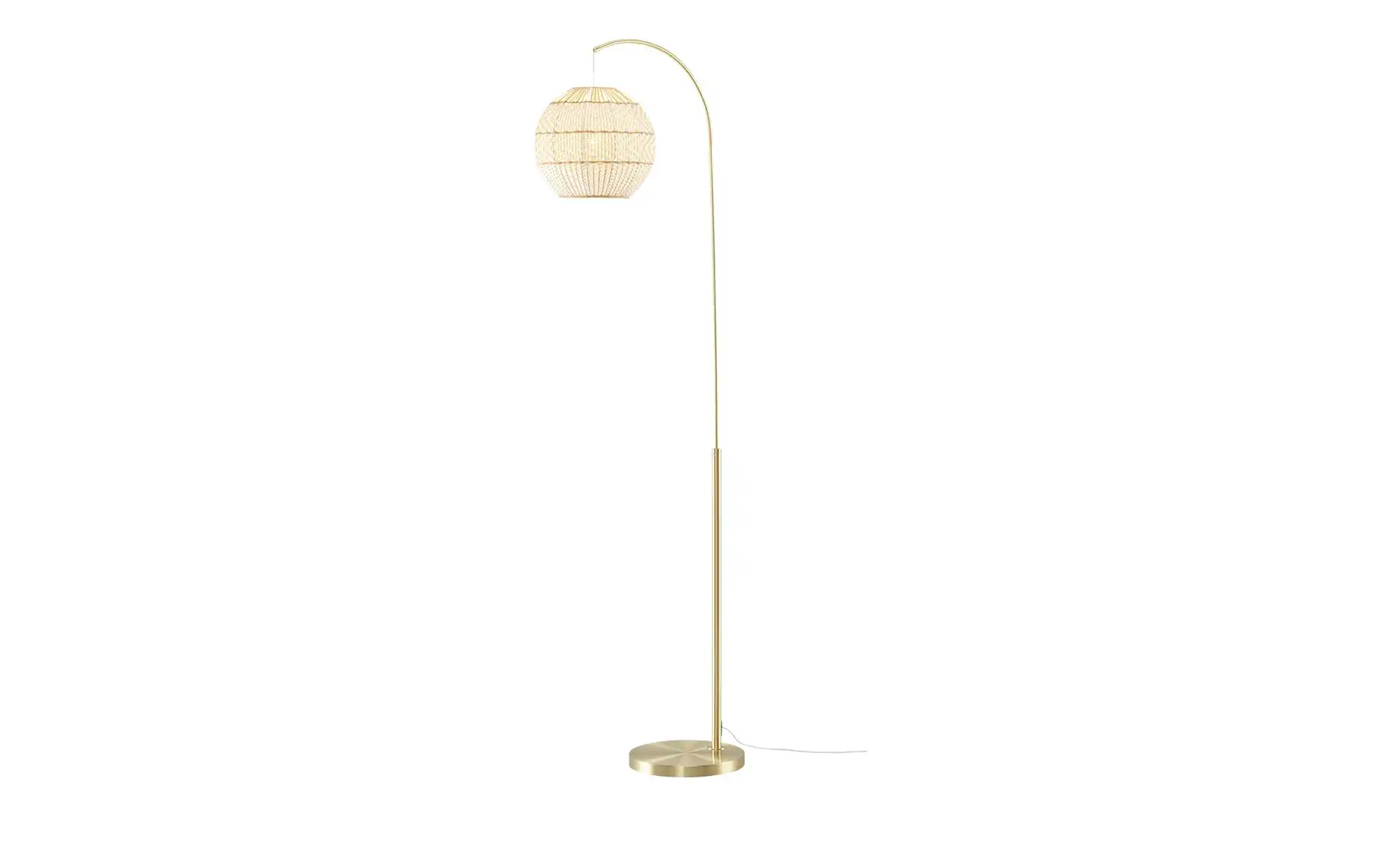 KHG Bogenleuchte, 1-flammig, messing/ Rattan-Schirm