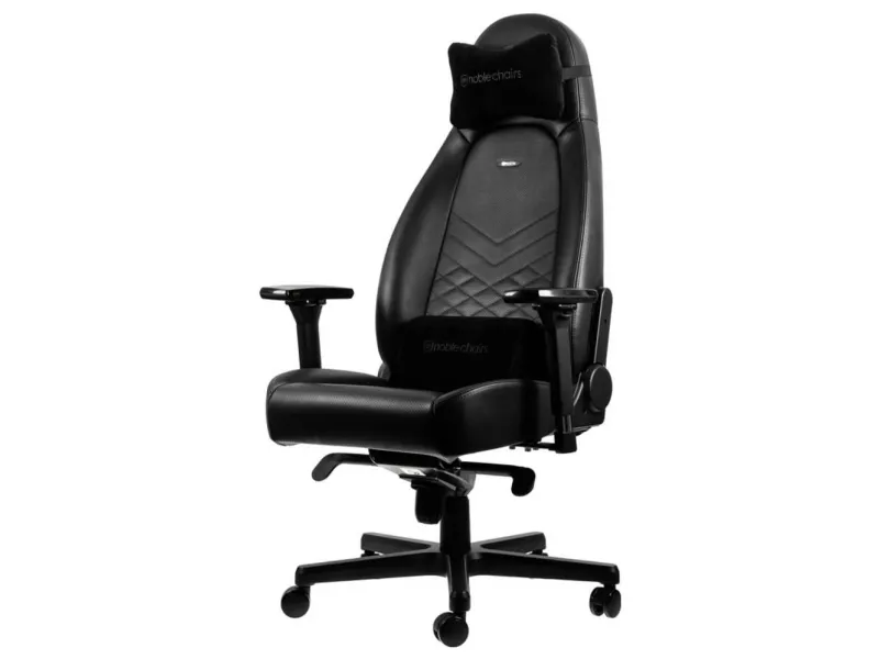 noblechairs Icon, Polstret sæde og ryglæn, Sort, Kunstigt læder, Polyurethan (PU)