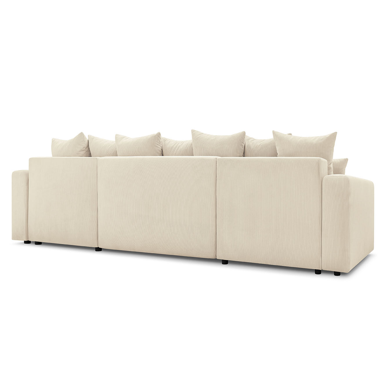 Bobochic Canapé panoramique convertible coffre velours côtelé envy beige - 386x153x95 cm