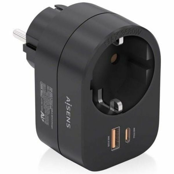 AISENS ASPS-1A1C07-BK Tomada Schuko 20W 1x USB-C 1x USB-A