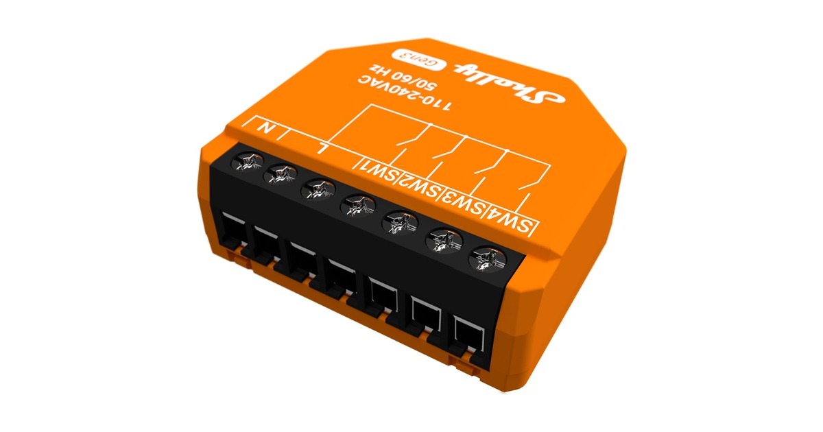 Shellyi4 Gen3 relais  (Oranje, Wifi, Bluetooth)