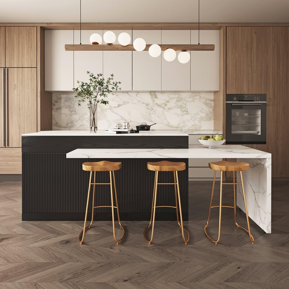 Homary Ausziehbare Kücheninsel 81–106 cm, Moderne Kücheninsel mit Marmoroptik Arbeitsplatte, Küchenschrank mit Schubladen & Türen, Viel Stauraum für Küche & Essbereich