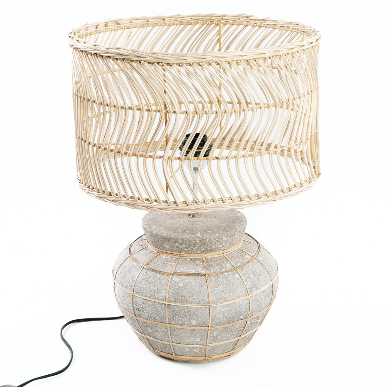 Bazar Bizar Lampe à poser Kythira gris/naturel - 40x40x48 cm
