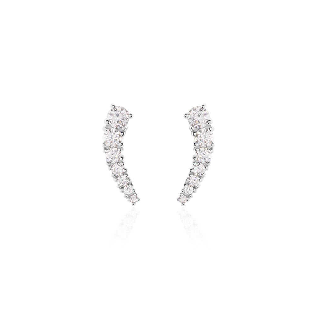 Boucles D'oreilles Grimpantes Aldrick Argent Blanc Oxyde De Zirconium