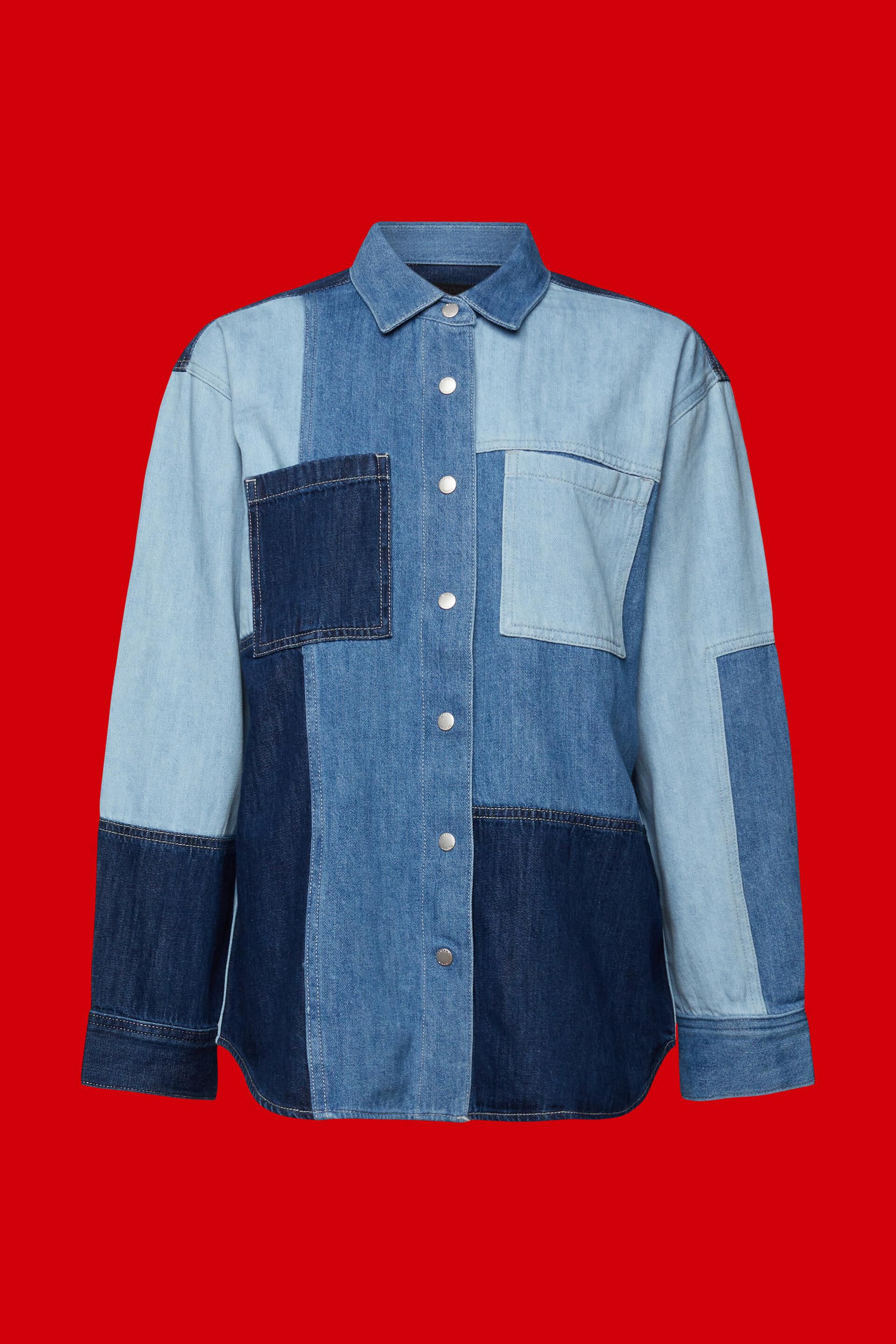 Chemise en jean à motif patchwork, coton mélangé