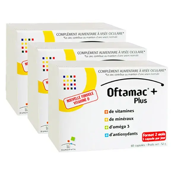 Oftamac Plus Pacote com 3 x 60 cápsulas