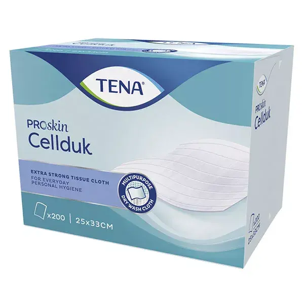 TENA Proskin Cellduk Quadrados descartáveis de celulose 25cm x 33cm 200 unidades