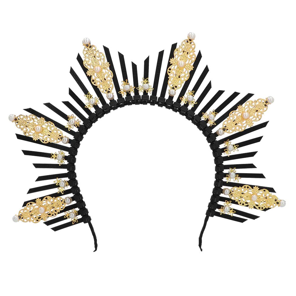 Zwart Gouden Haarband Diamant