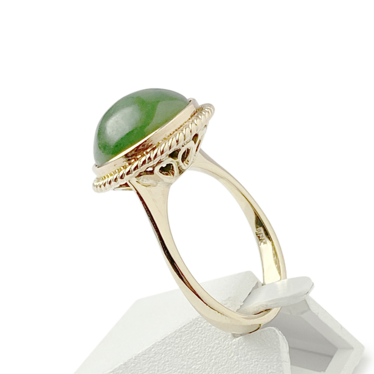 Bague d'occasion or 585 jaune jade néphrite