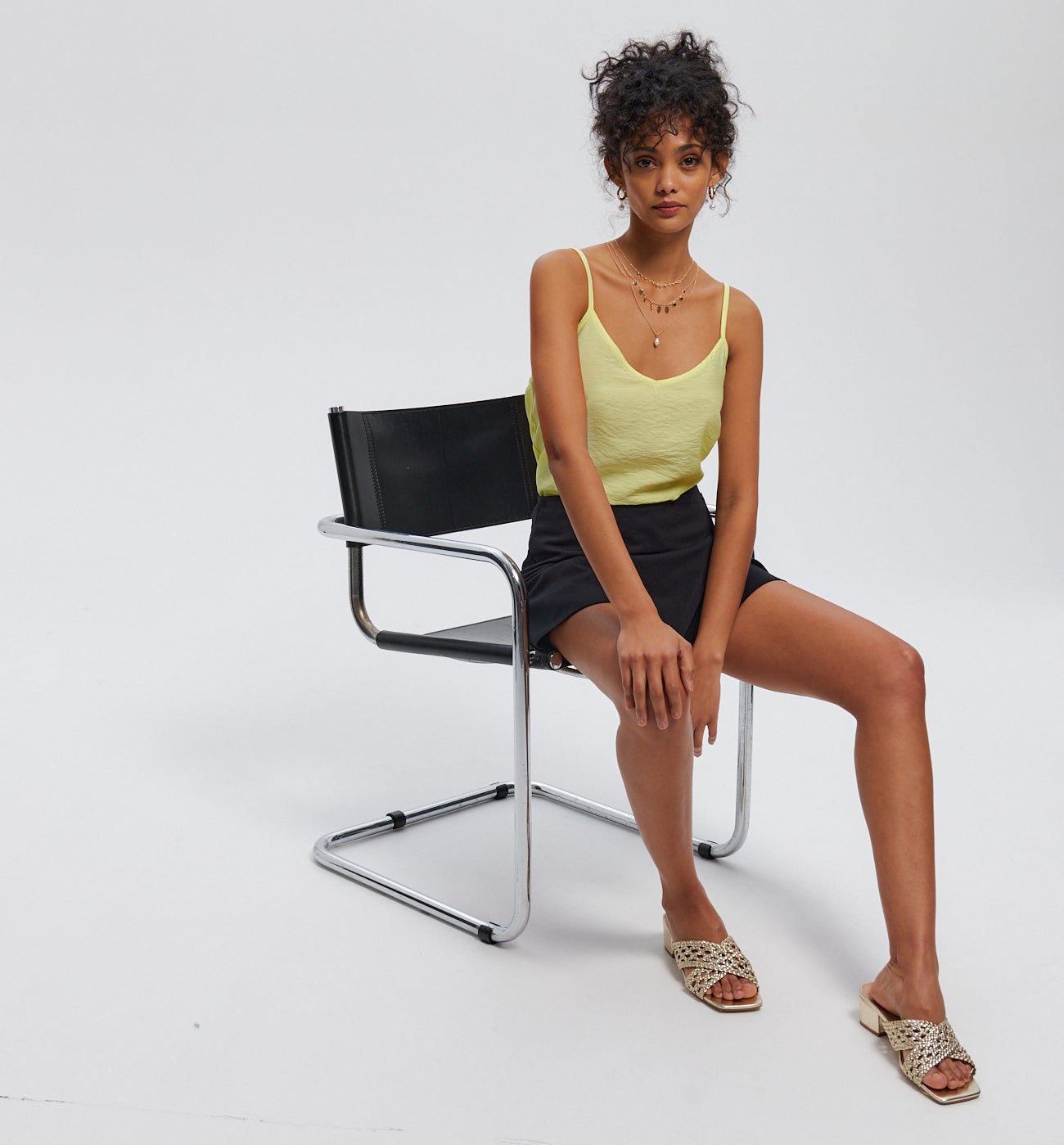 Top à fines bretelles Femme - Jaune vert