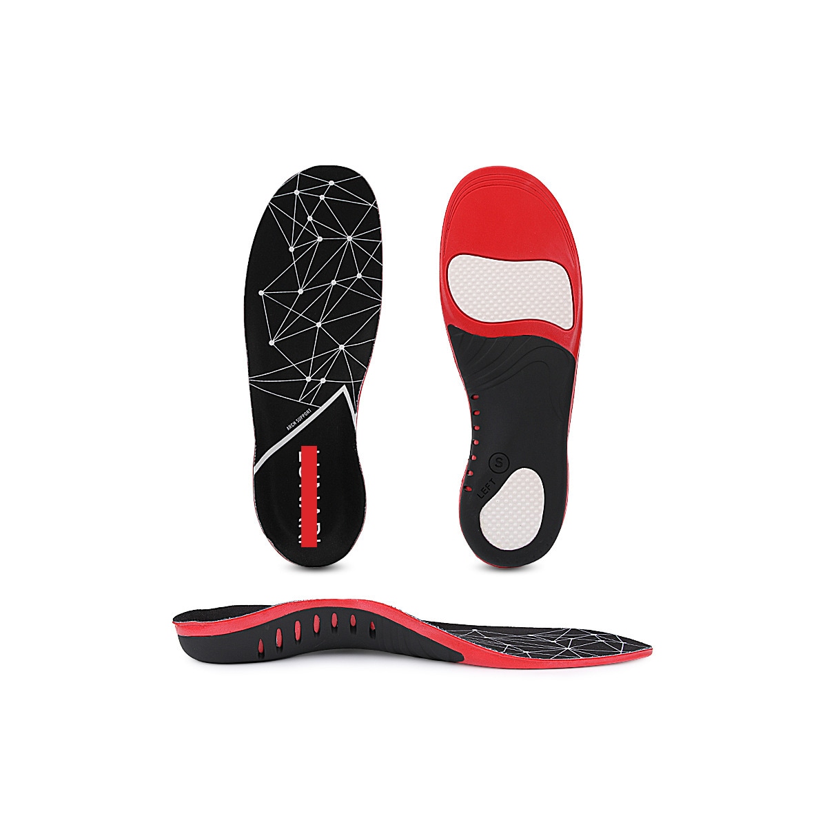Plantar fasciitis buestøtte innleggssåler skoinnlegg 1 par XL
