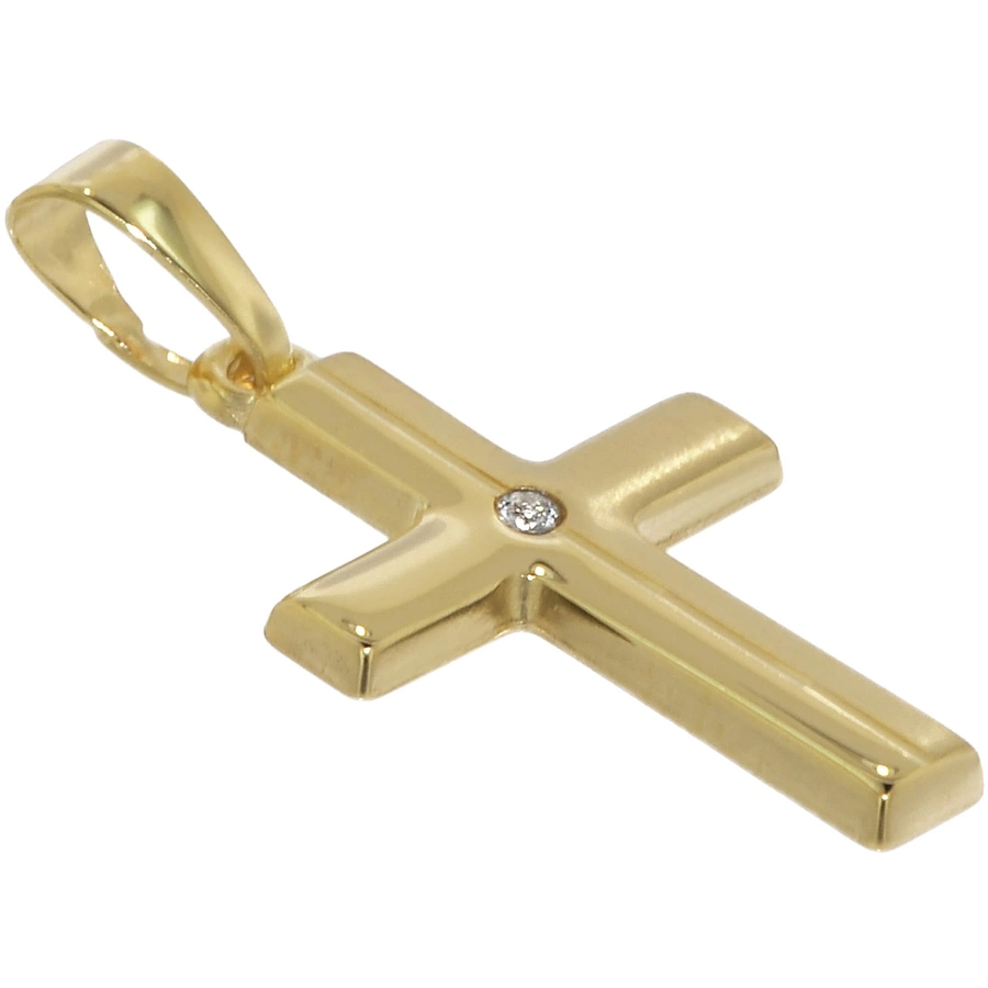 trendor Kinder Kreuz Gold 333 mit Zirkonia und goldplattierte Kette gold