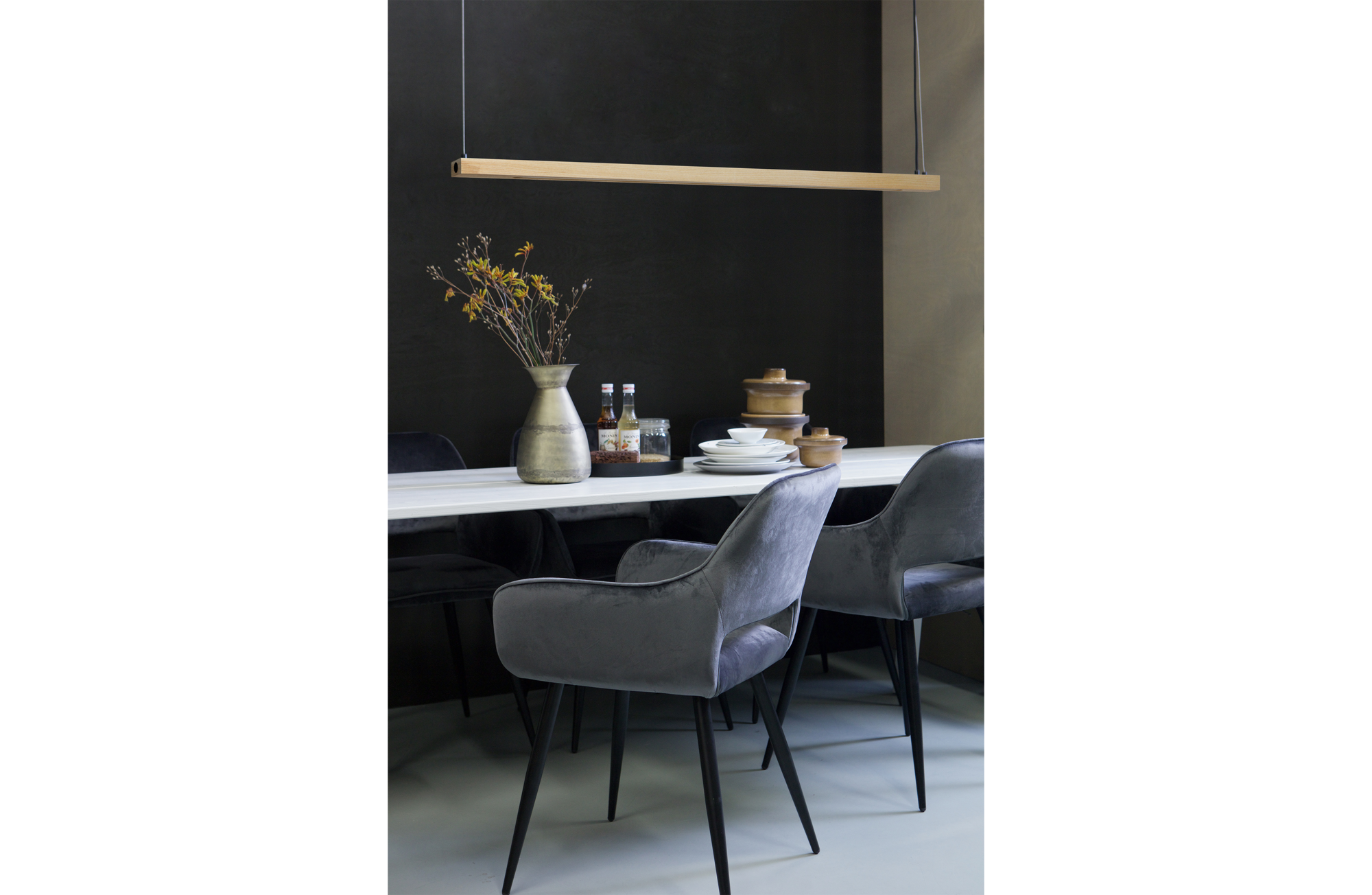 WOOOD stoel Jelle (set van 2) Fluweel Zwart - 2 stuks