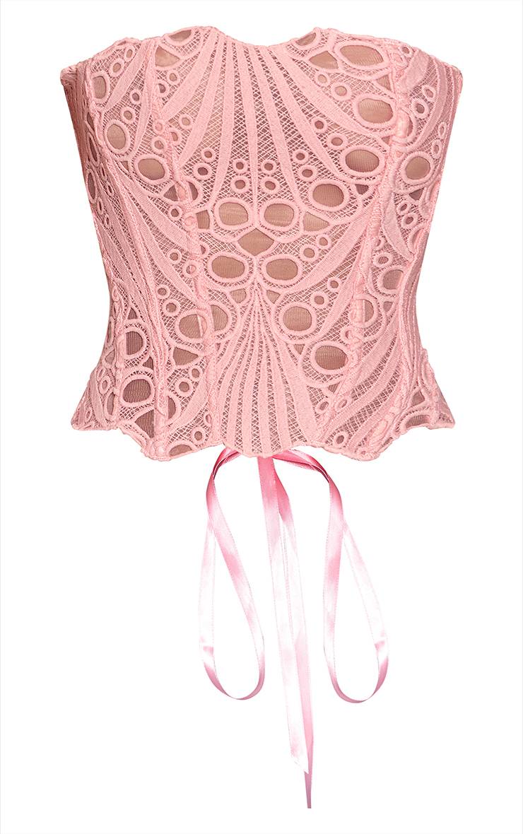 Rose Corset En Dentelle Florale Transparente Texturée Petite Taille