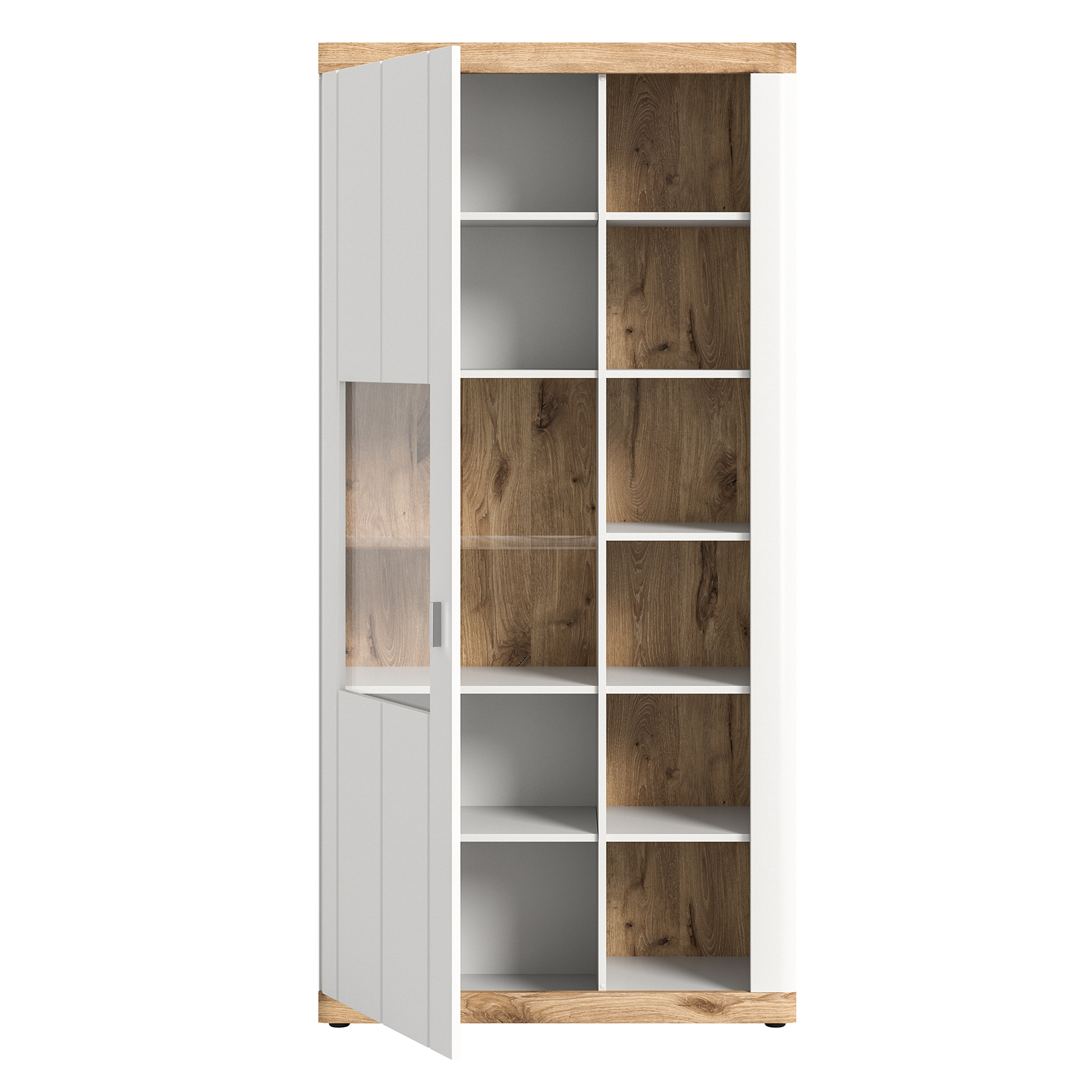 Standvitrine LAREDO - weiß - Nox Oak - 100 cm
