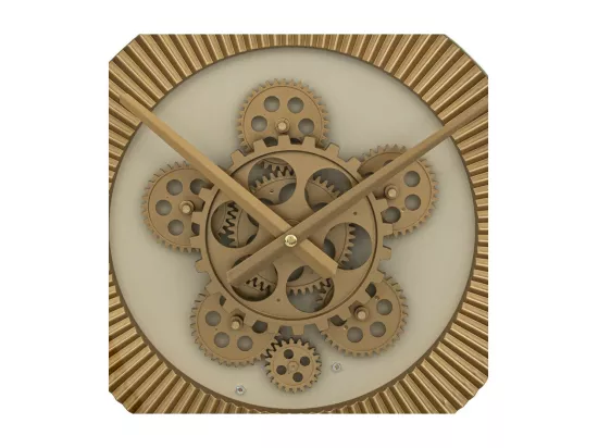 Pendule murale en métal Beige avec rouages mobiles D 50 cm