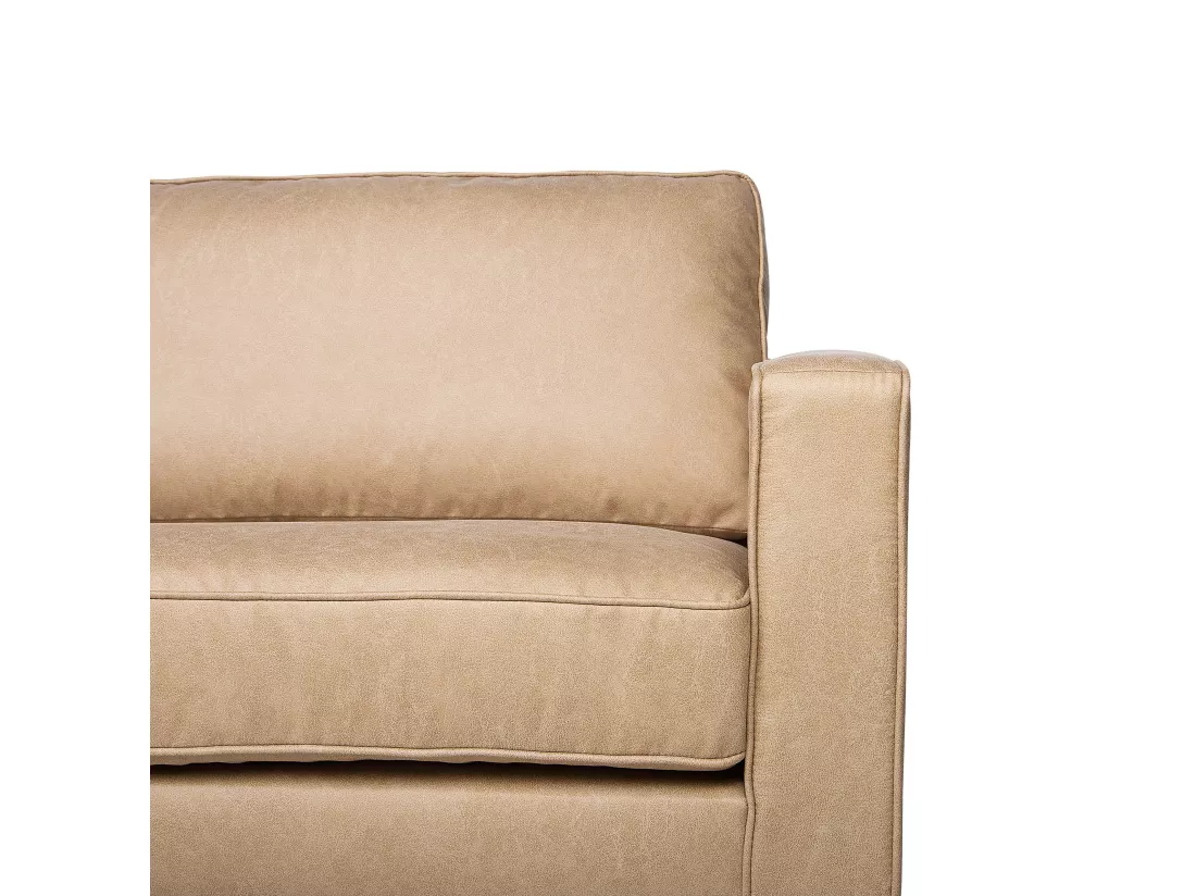 Ensemble canapé et fauteuil en cuir PU beige 4 places SAVALEN