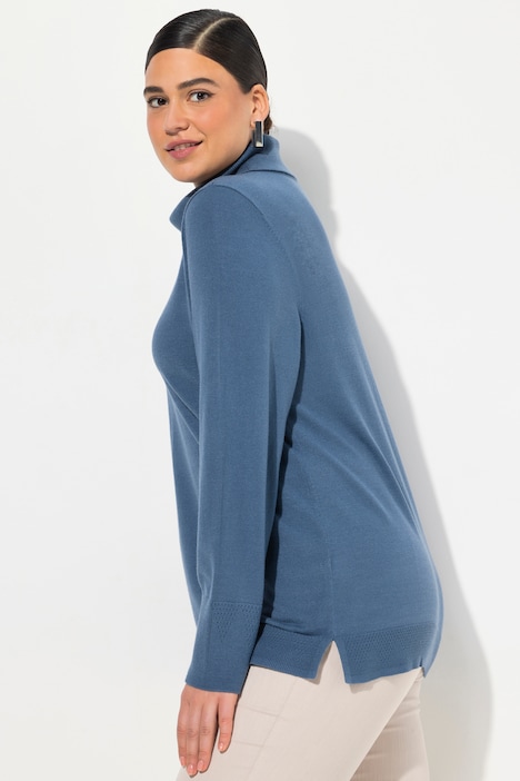 Rollkragenpullover, breite Rippbündchen, Langarm