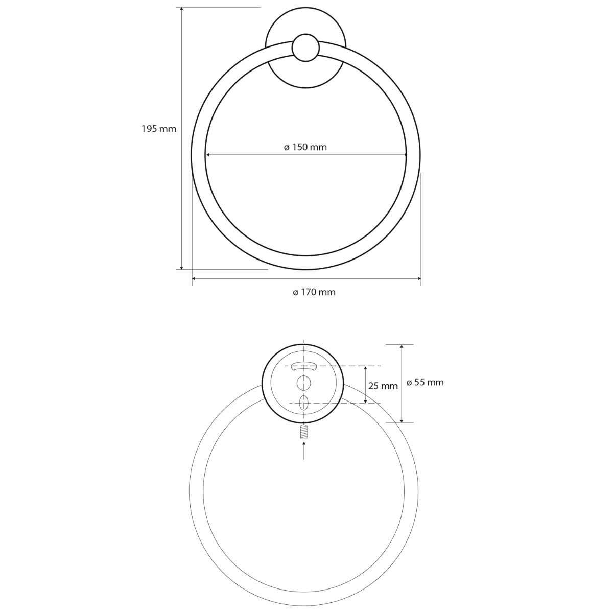Sapho X-Round handdoekring 19cm wit