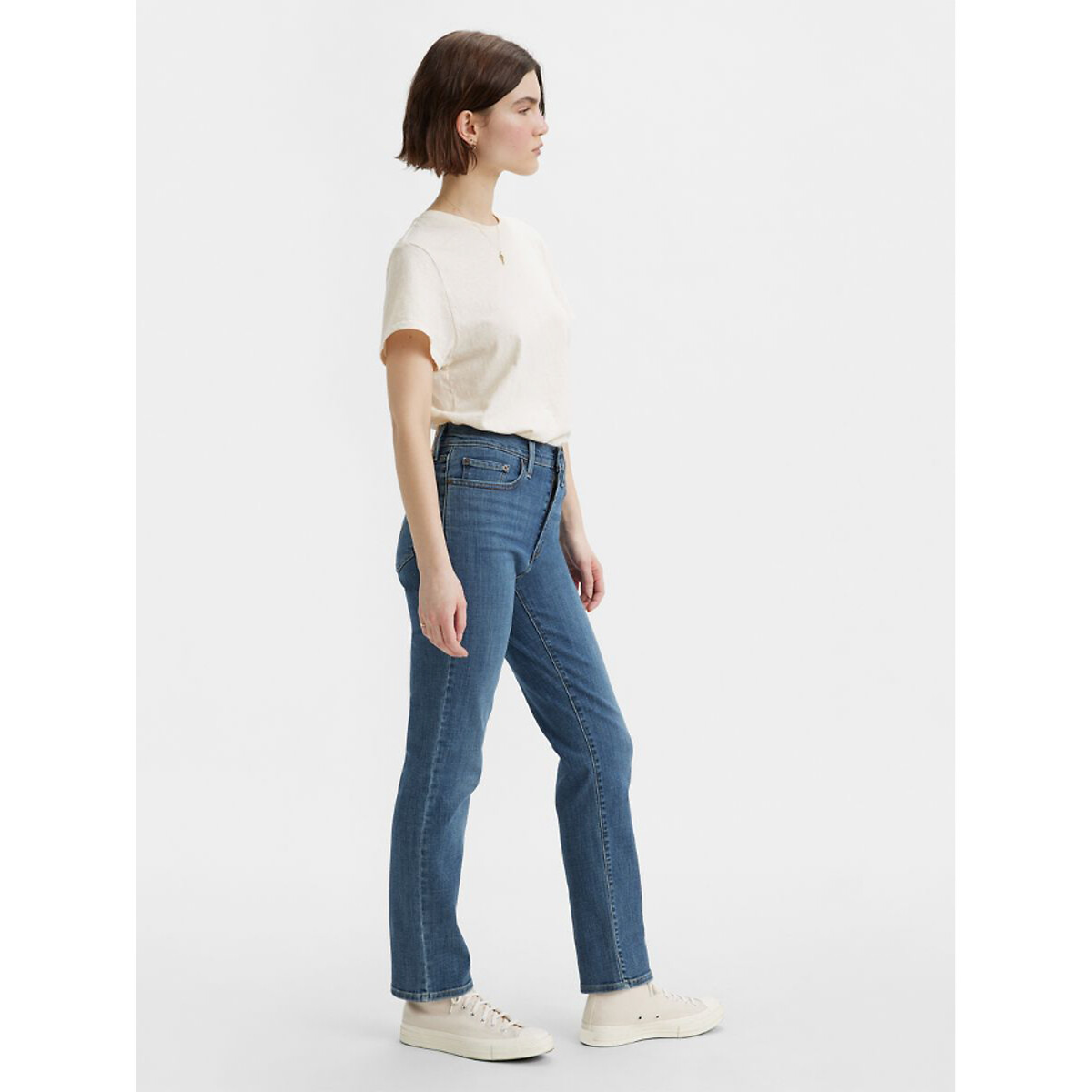 Calça jeans Levi's 724 de cintura alta e corte reto.