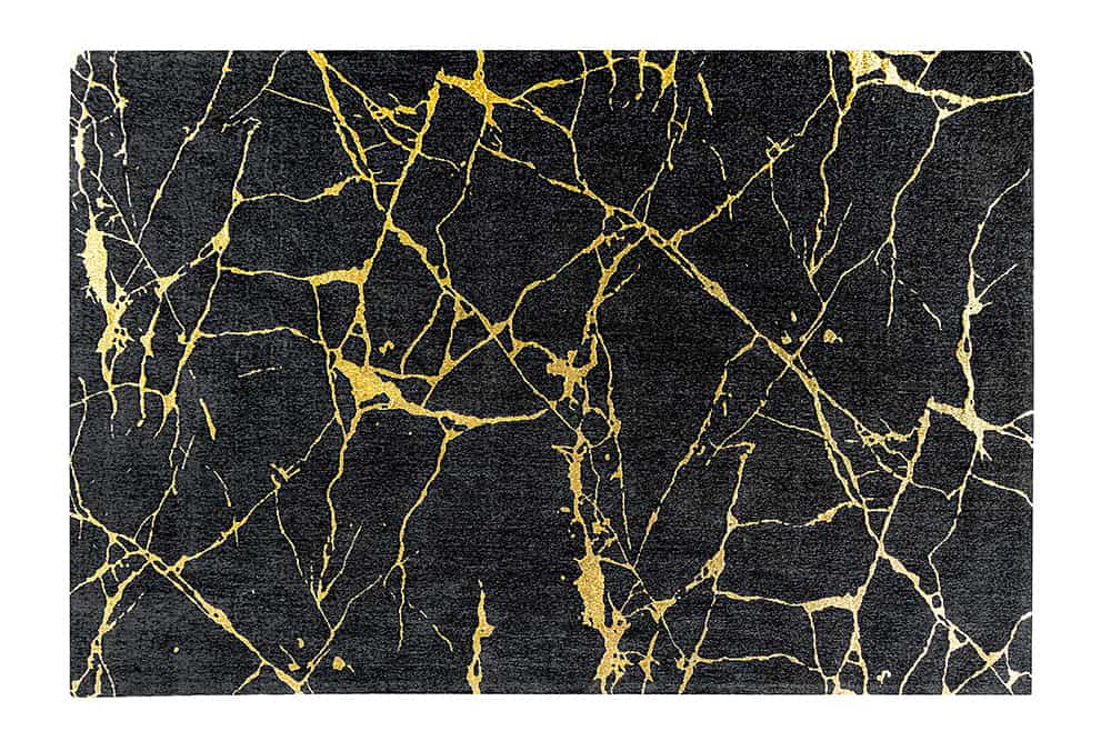 Design Teppich MARBLE 240x160cm schwarz gold Marmor-Optik Flachgewebe