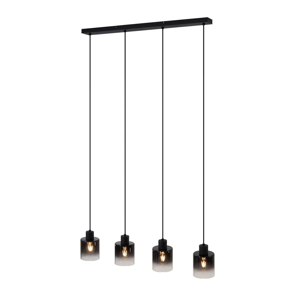 Moderne hanglamp zwart met smoke glas 4-lichts - Dame