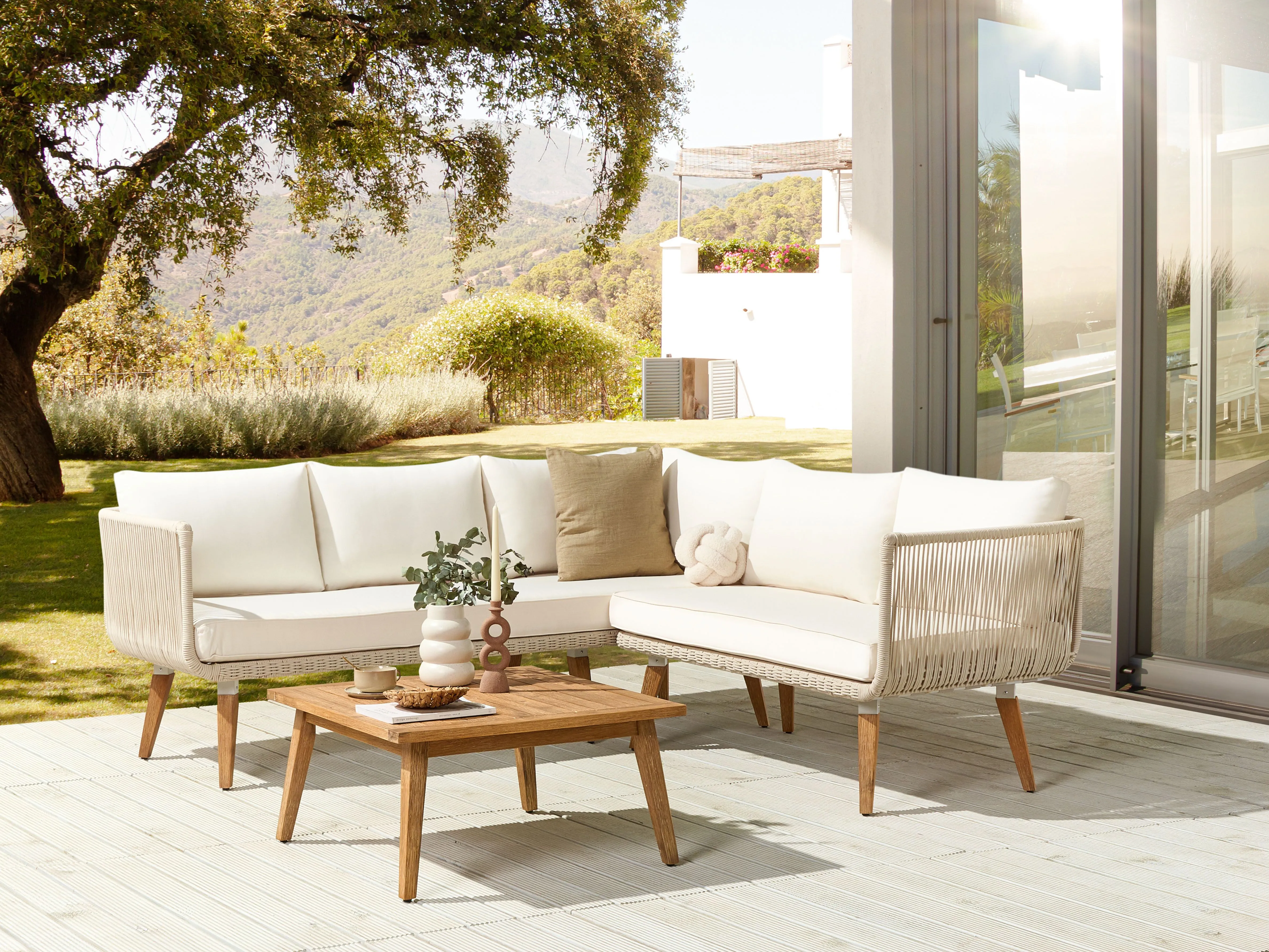 Set tuinkussenhoezen ALCAMO Lichtbeige