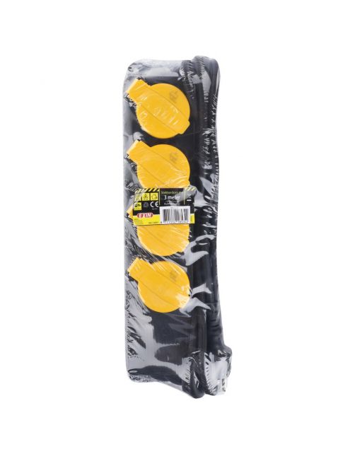 Exin Stekkerdoos 4-Voudig Swd - Elektra - 3 m Zwart Spatwaterdicht