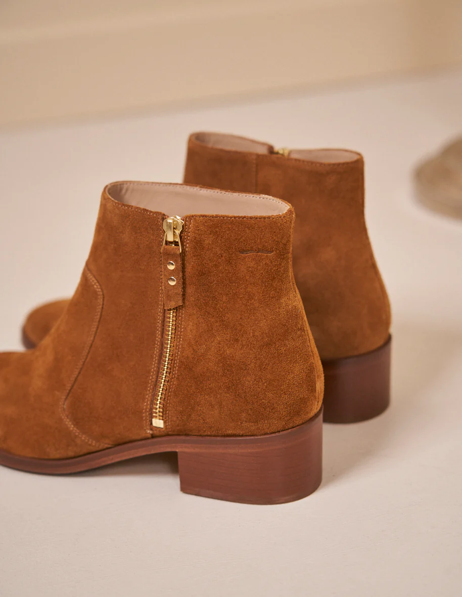 Bottines plates Coline - Suède ambre